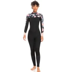 Roxy Swell Series Womens 4/3mm Back Zip Wetsuit -Anthracite Paradise