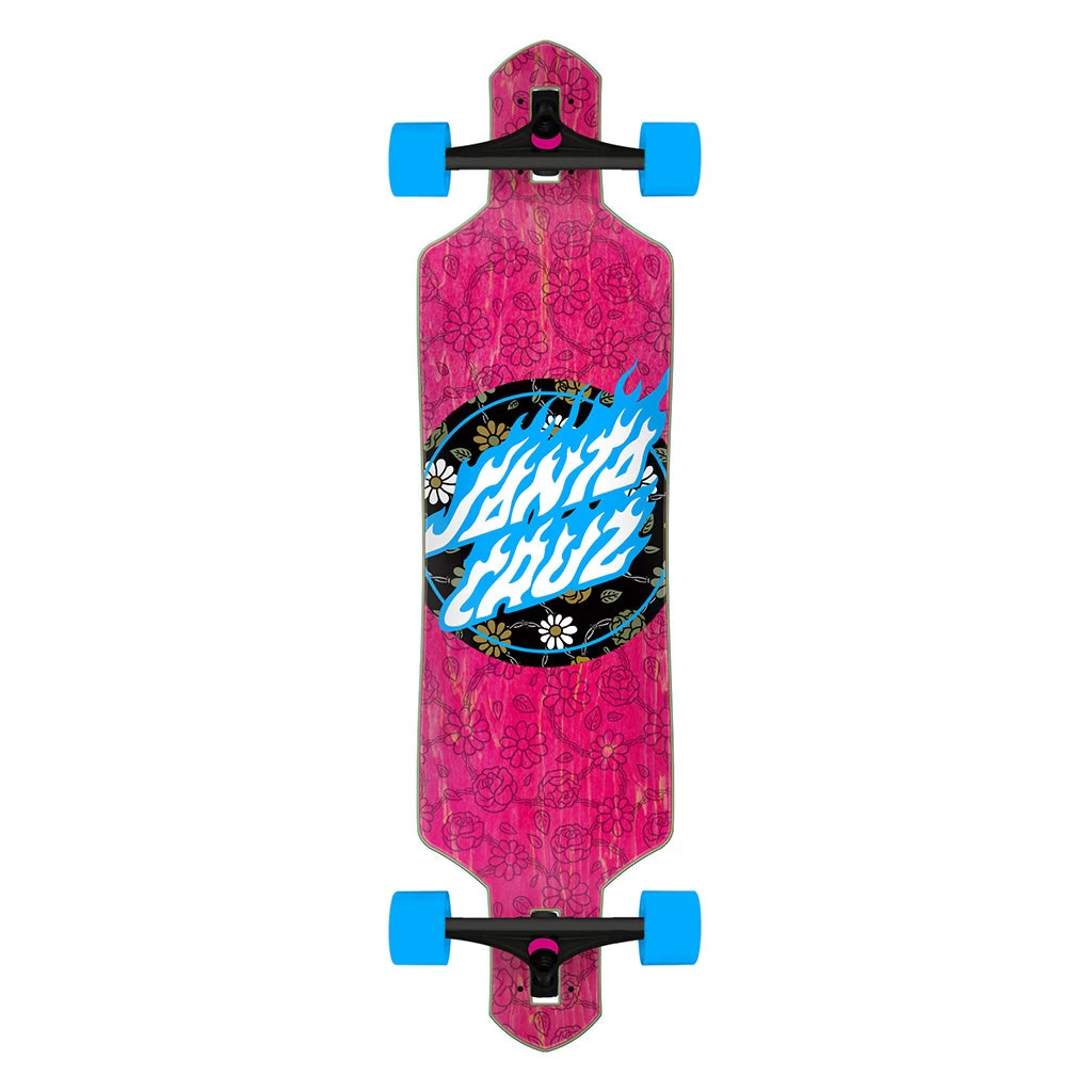 Santa Cruz Floral Flame Dot Drop Thru Cruzer Skateboard 9.0" X 36" 3 Santa Cruz Floral Flame Dot Drop Thru Cruzer Skateboard 9.0" X 36"