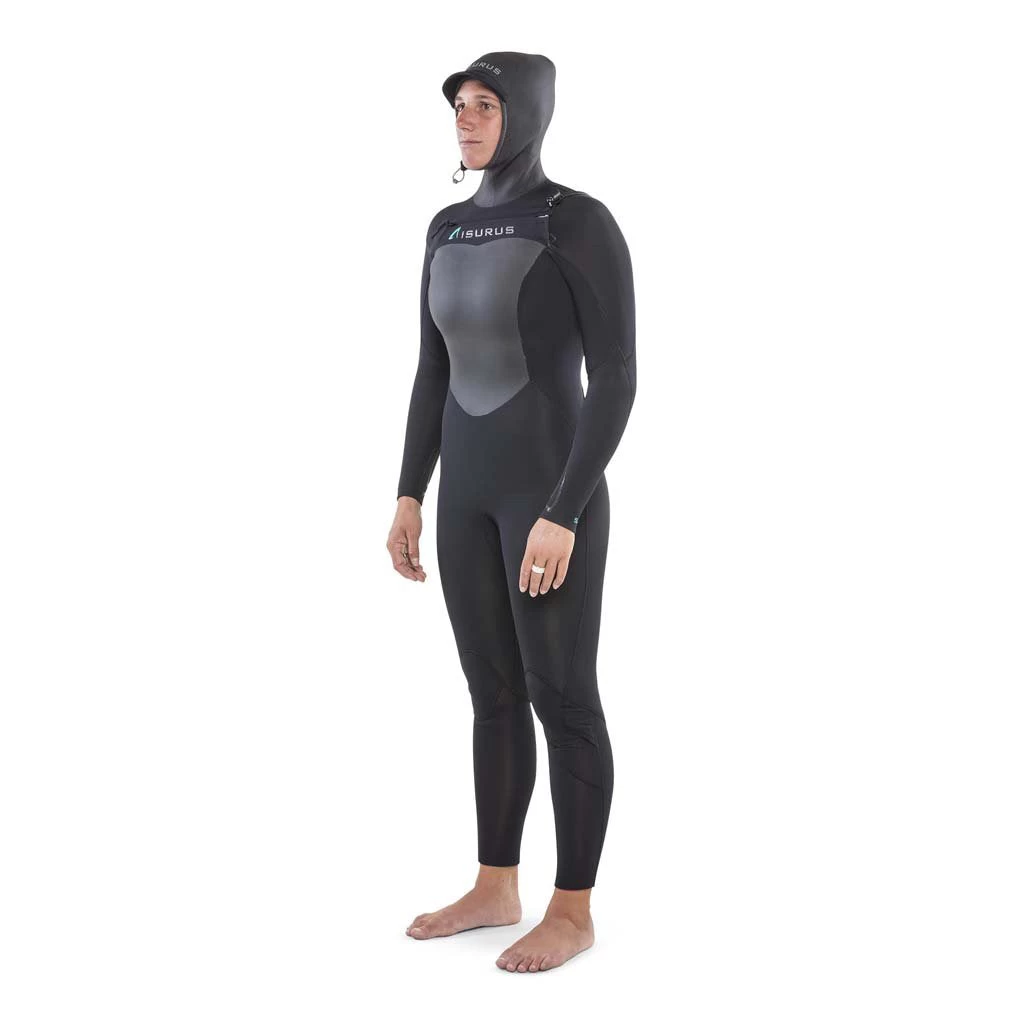 Isurus Ti-Ember Womens 5.4 Hooded Chest Zip Wetsuit - Black 3 Isurus Ti-Ember Womens 5.4 Hooded Chest Zip Wetsuit - Black