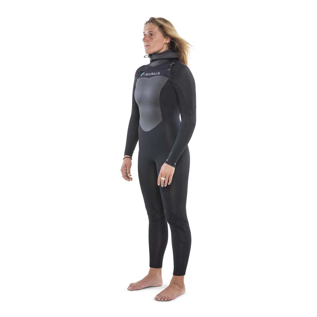 Isurus Ti-Ember Womens 5.4 Hooded Chest Zip Wetsuit - Black 5 Isurus Ti-Ember Womens 5.4 Hooded Chest Zip Wetsuit - Black - Image 3