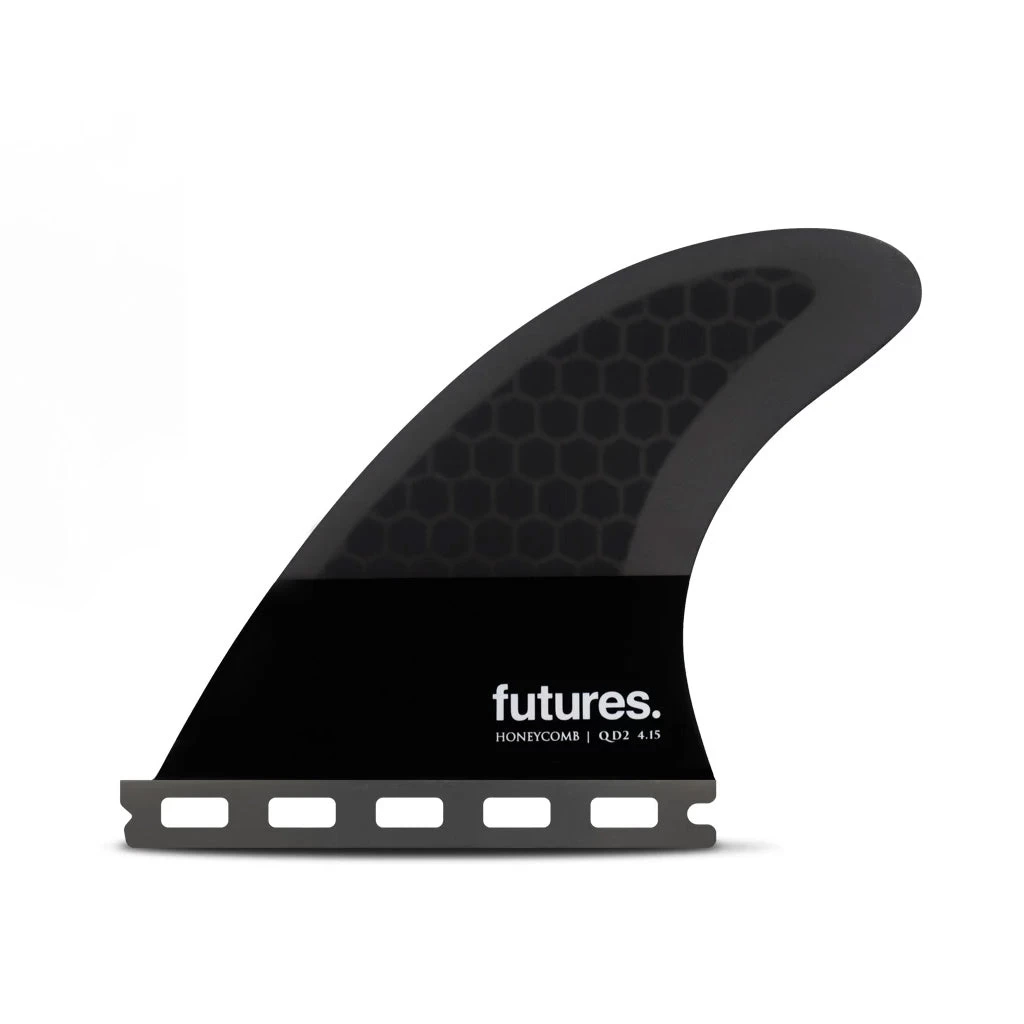 Futures Fins - QD2 4.15 Flat HC Quad Rear Fin Pair - Dark Grey/Black 3 Futures Fins - QD2 4.15 Flat HC Quad Rear Fin Pair - Dark Grey/Black